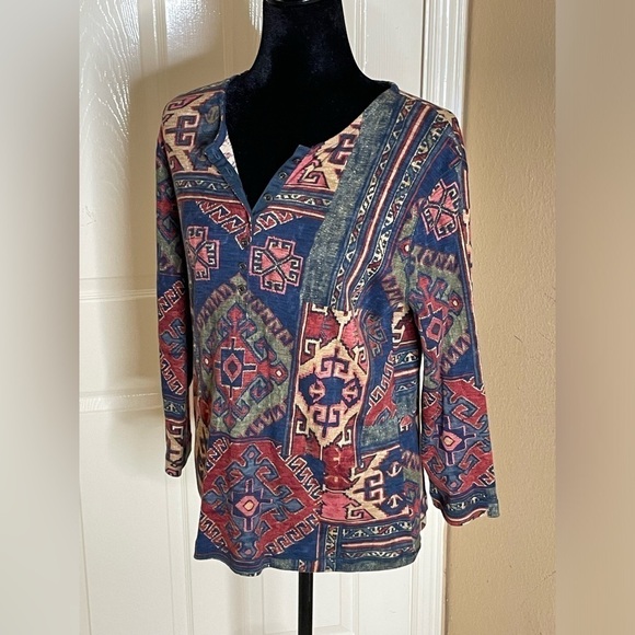 Ralph Lauren Tops - Vintage Ralph Lauren Jeans Co. Aztec Western Diamond Shaped Pearl Snaps Ladies L